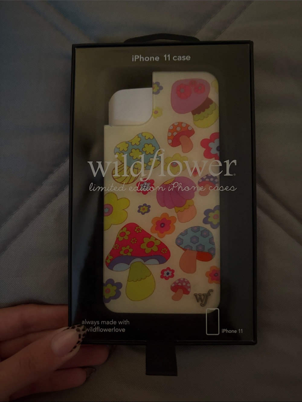 Wildflowers iPhone 11 Case - White with Colorful Mushroom & Flower Print